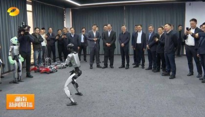 湖南省省长、浙江省省长，一同观看机器人表演