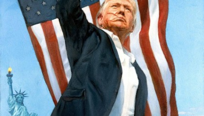 礼物公开！美媒爆：普京3月曾送特朗普“遇刺照”肖像画，出自俄知名艺术家之手