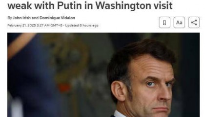 马克龙喊话特朗普：“你不能在普京面前示弱”